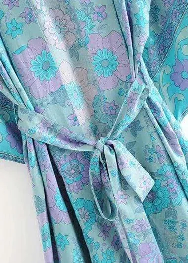 Long Boho Kimono for women Blue Floral sold by Boho Mood product image thumbnail 3
