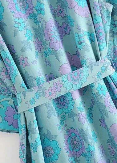 Long Boho Kimono for women Blue Floral sold by Boho Mood product image thumbnail 4