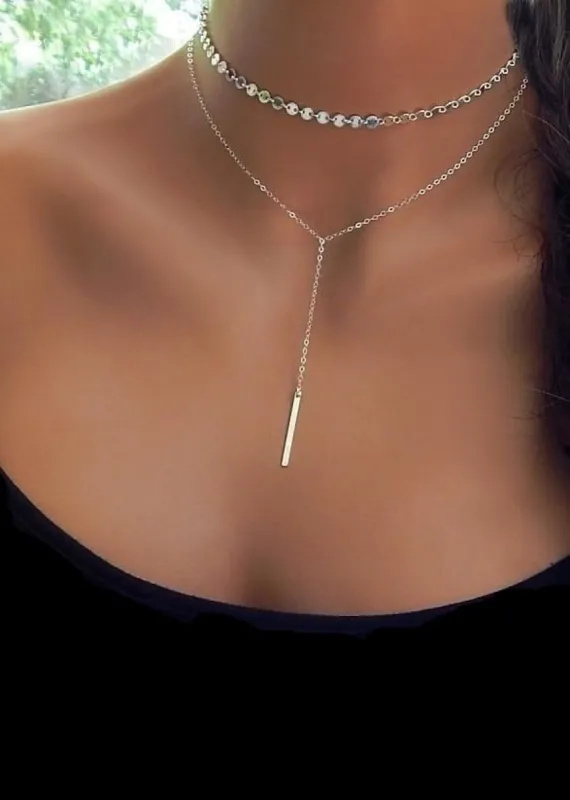 Silver Boho Layered Necklace sold by Boho Mood