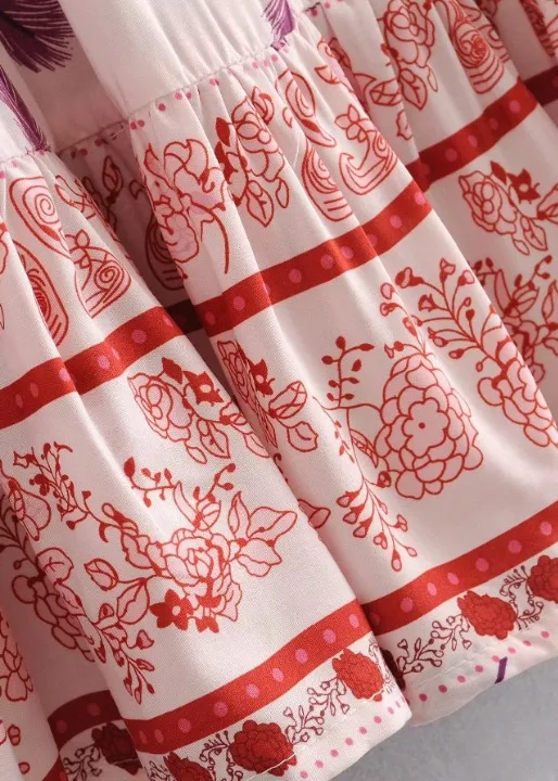 White boho maxi skirt with pink feathers sold by Boho Mood product image thumbnail 5