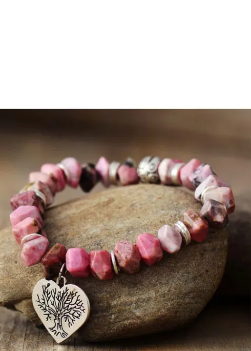 Stretchy Boho Bracelet - Natural Rhodonite sold by Boho Mood product image thumbnail 4