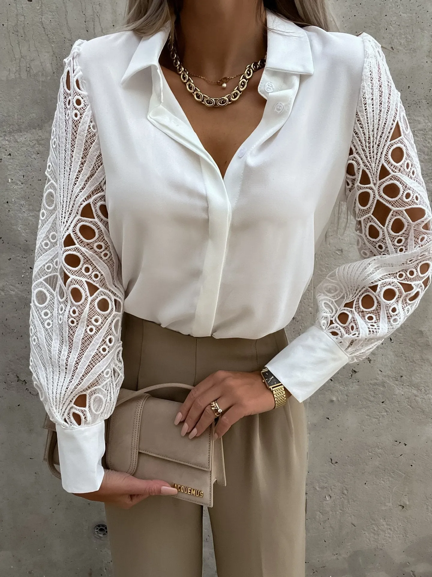 White Boho chic Blouse with embroidered puffed sleeves sold by Boho Mood product image thumbnail 2