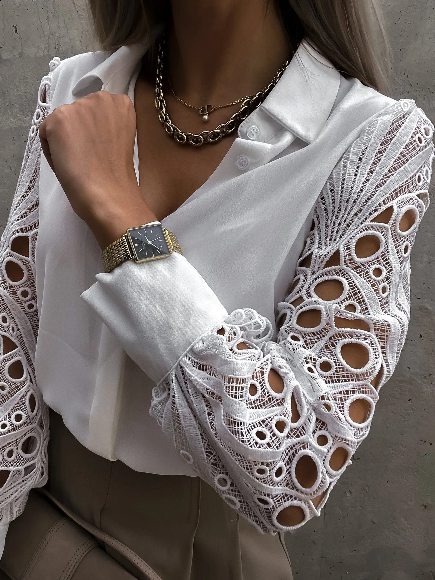 White Boho chic Blouse with embroidered puffed sleeves sold by Boho Mood product image thumbnail 4