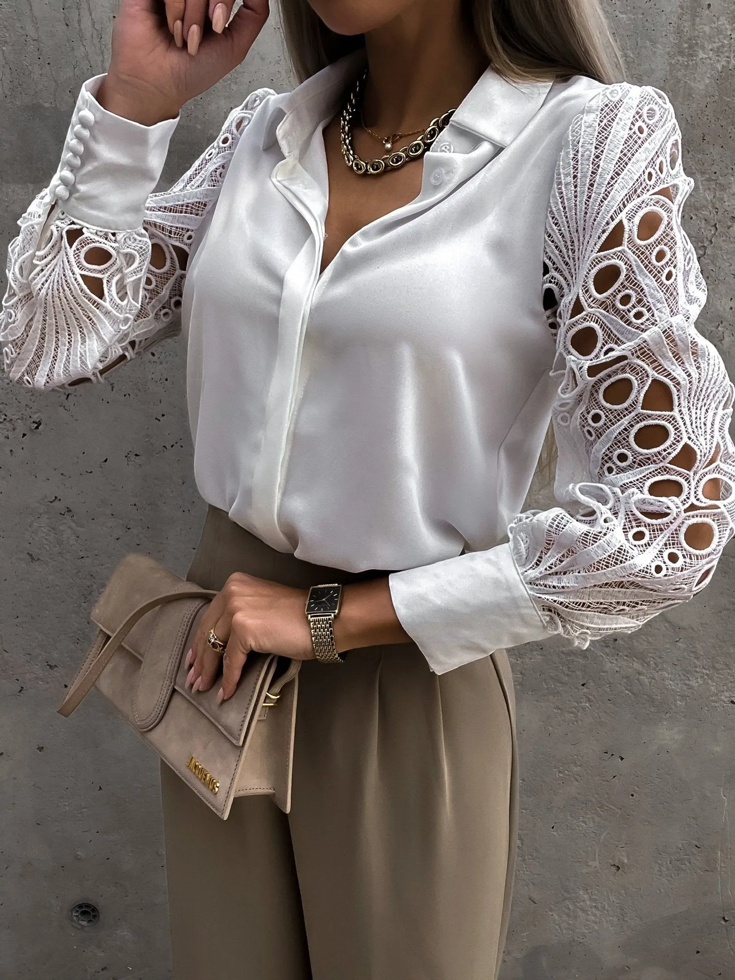 White Boho chic Blouse with embroidered puffed sleeves sold by Boho Mood