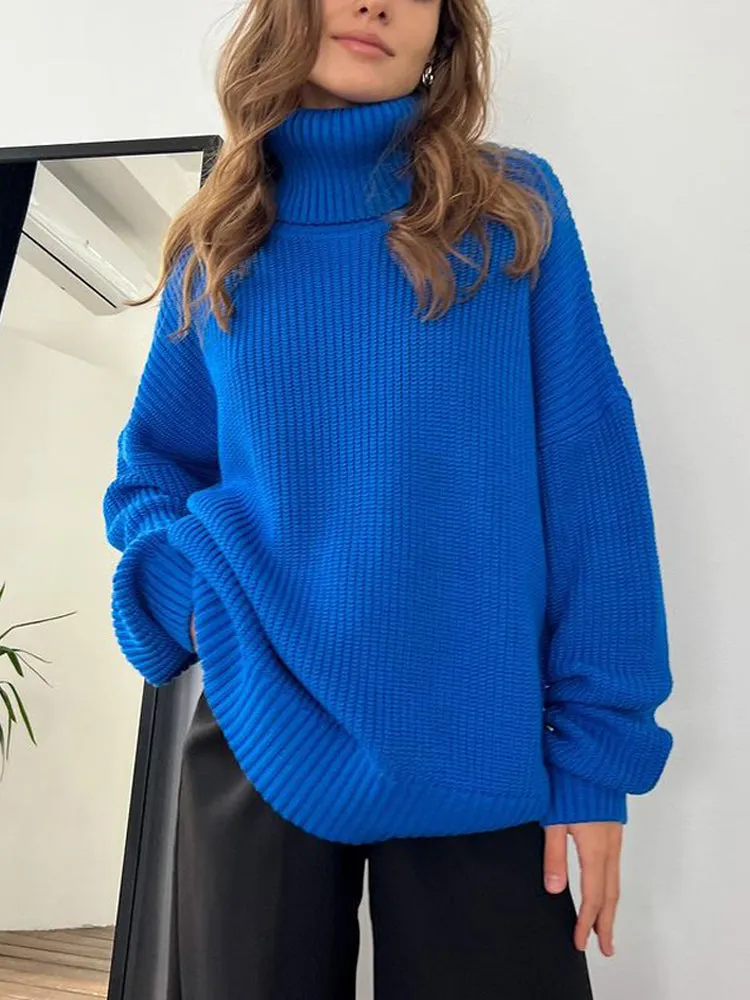 Blue Boho Oversize Turtleneck Sweater sold by Boho Mood