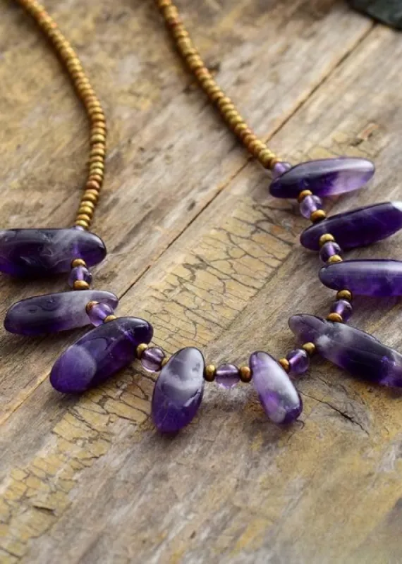 Boho Choker Necklace - Natural Stone Beads sold by Boho Mood