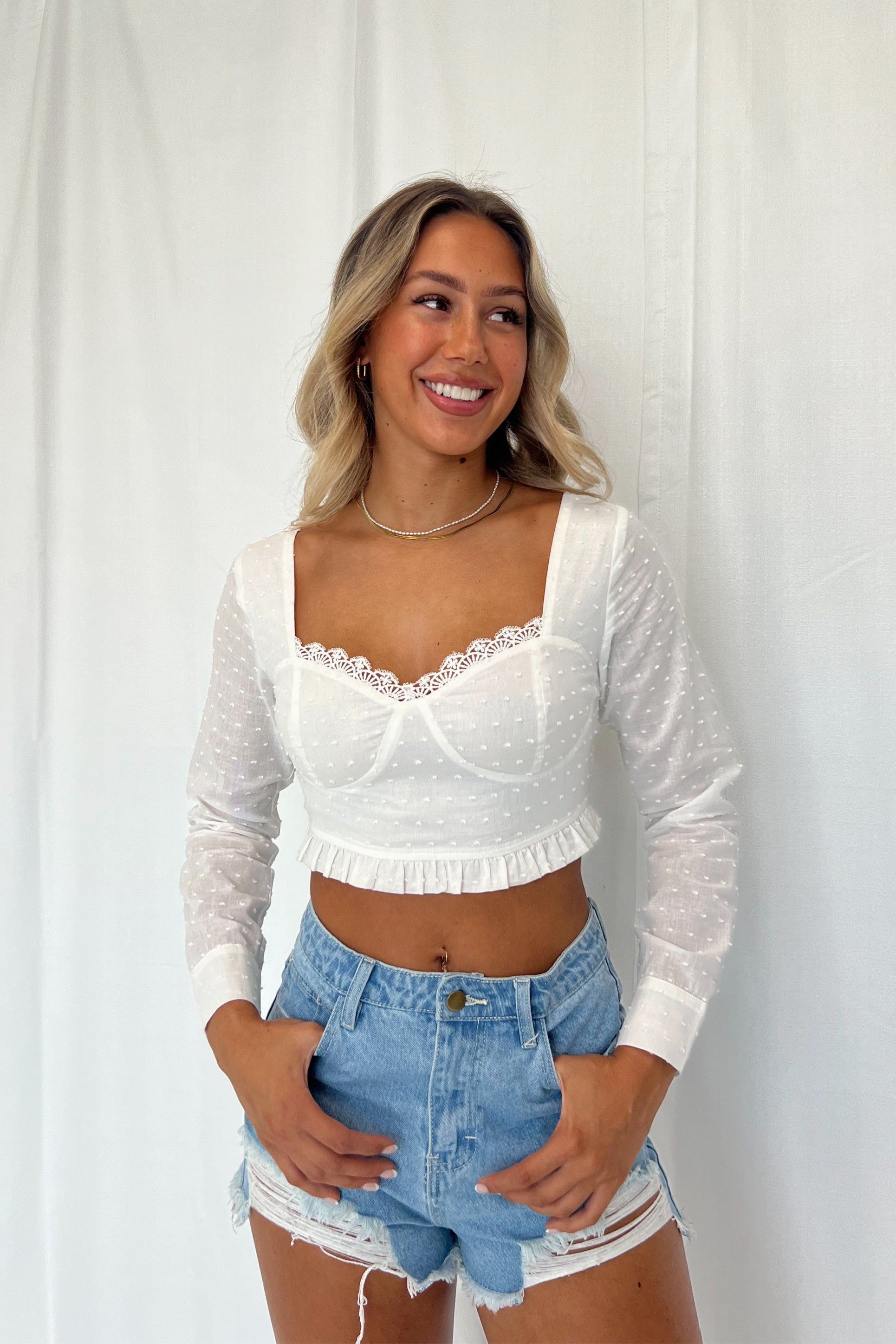 Ophelia Crop Blouse sold by Kameli Boutique