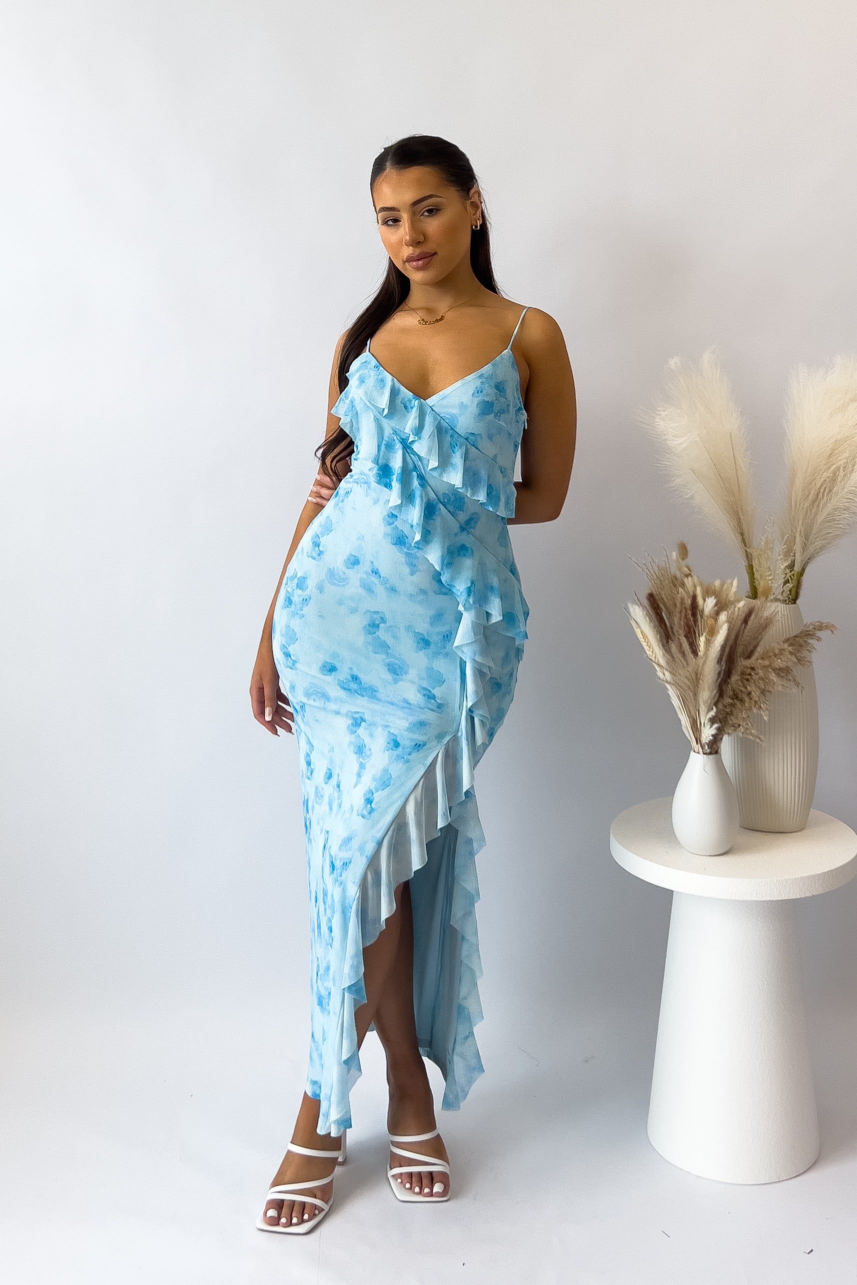 Abigail Midi Dress - Blue Florals sold by Kameli Boutique