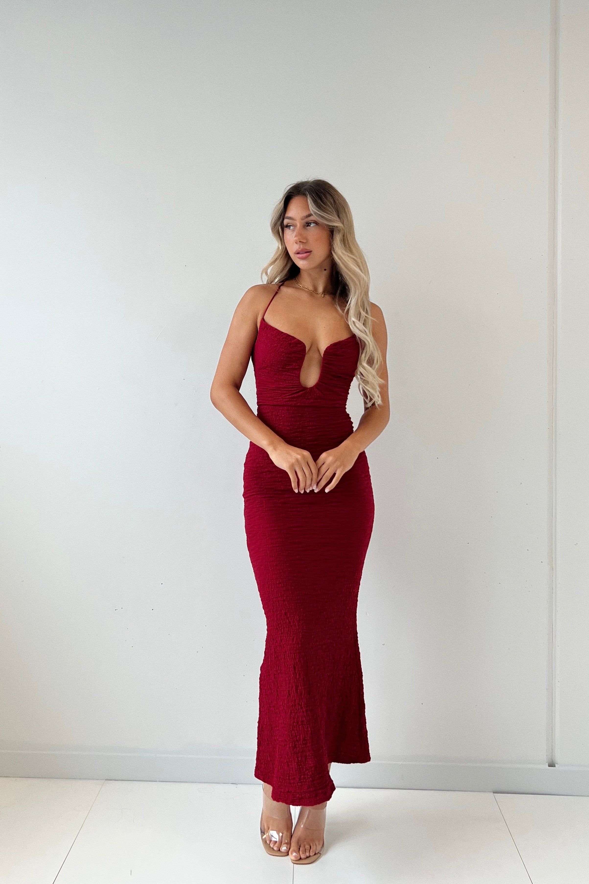 Magnificence Maxi Dress - Wine sold by Kameli Boutique