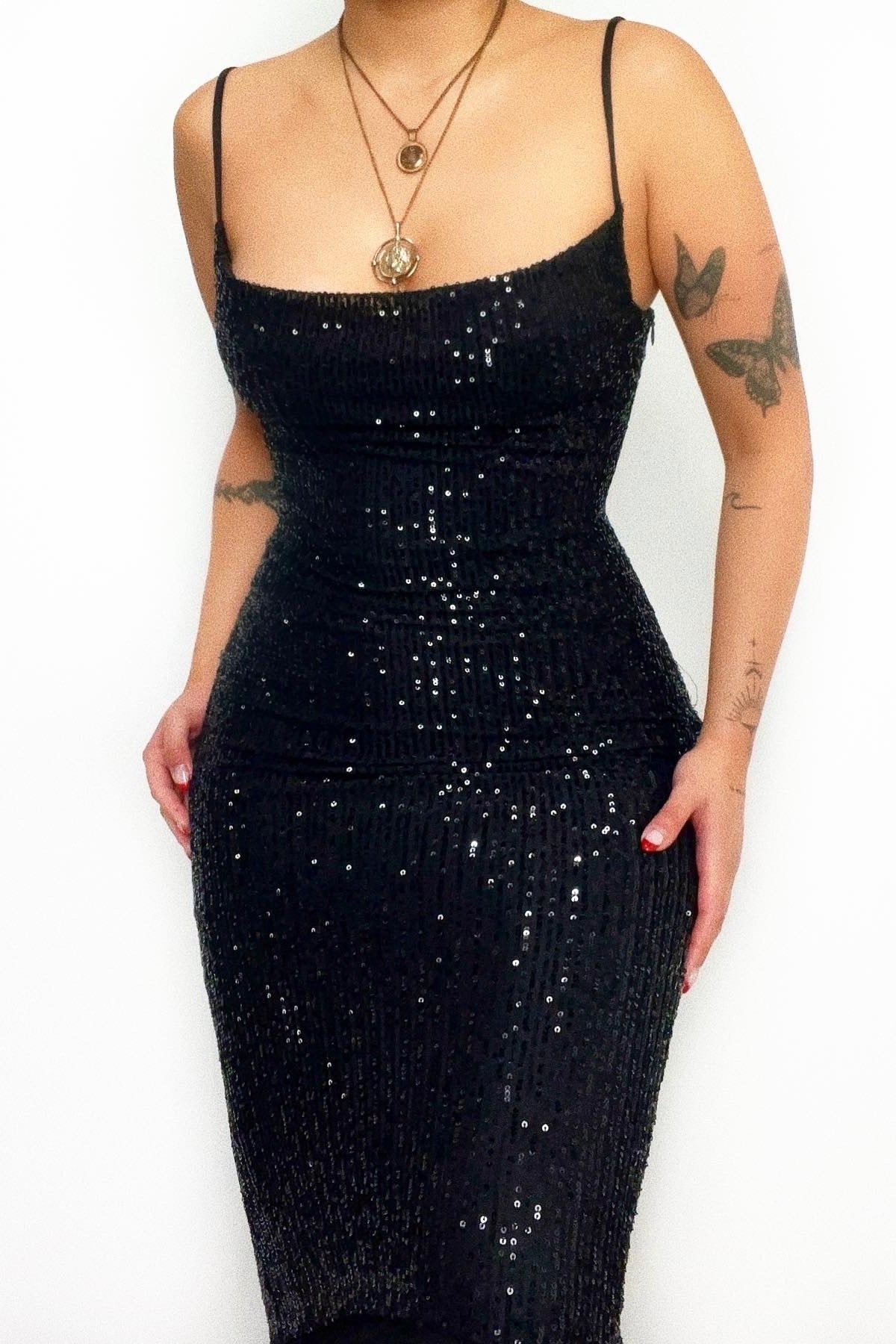 Stella Midi Dress - Black sold by Kameli Boutique