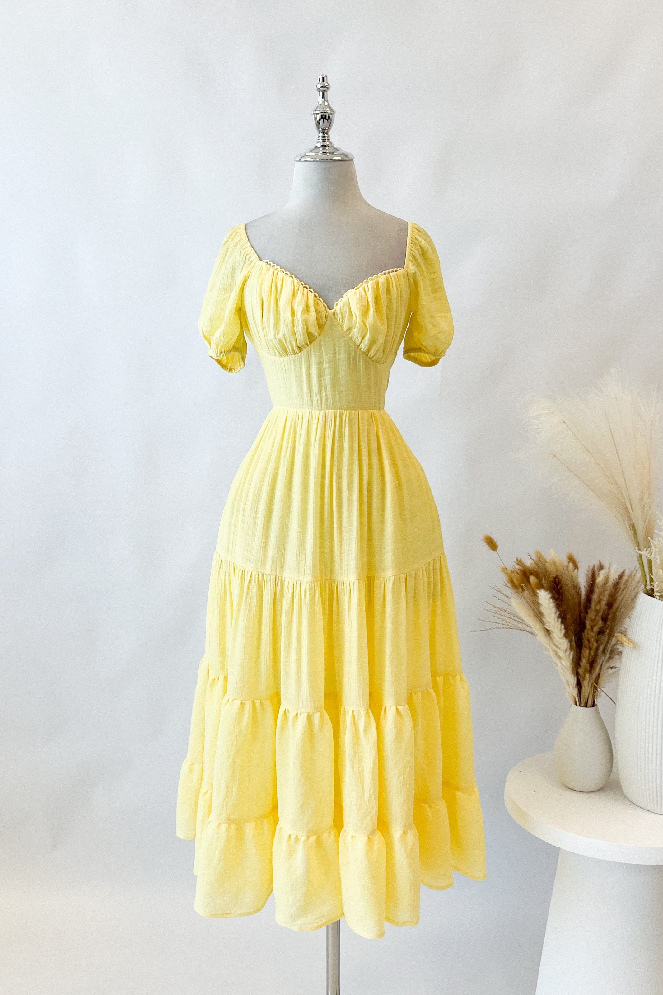 Talia Midi Dress - Lemon sold by Kameli Boutique