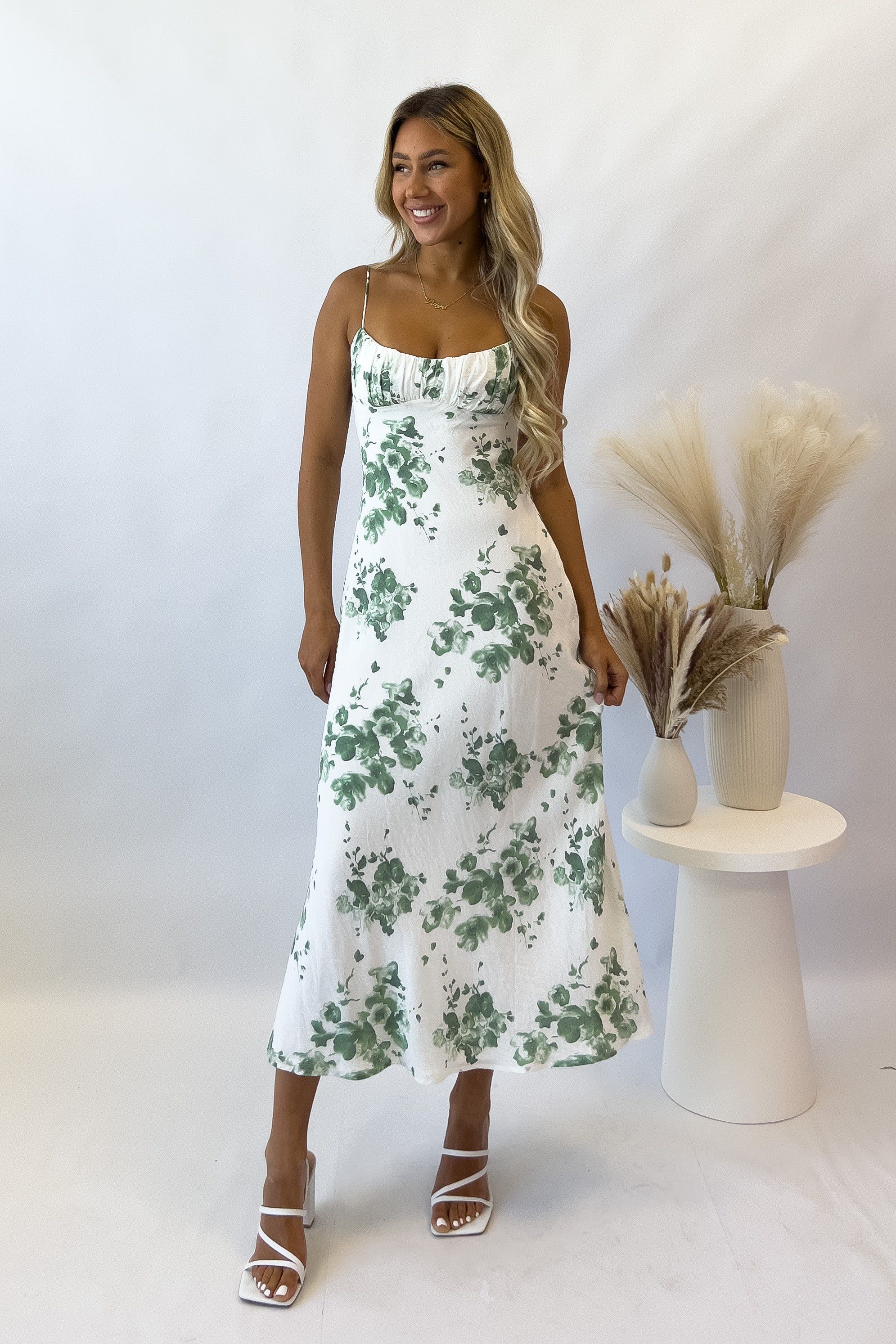 Noah Midi Dress - Green Florals sold by Kameli Boutique product image thumbnail 3