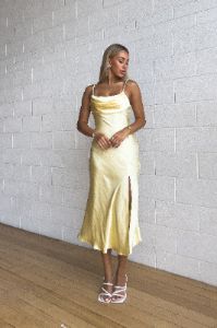 Analissa Midi Dress - Butter sold by Kameli Boutique