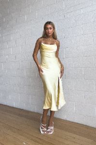 Analissa Midi Dress - Butter sold by Kameli Boutique