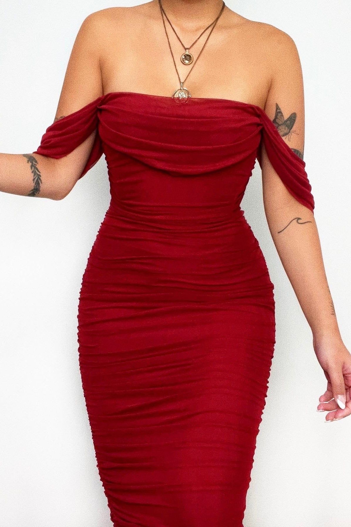 Tilly Midi Dress - Wine sold by Kameli Boutique