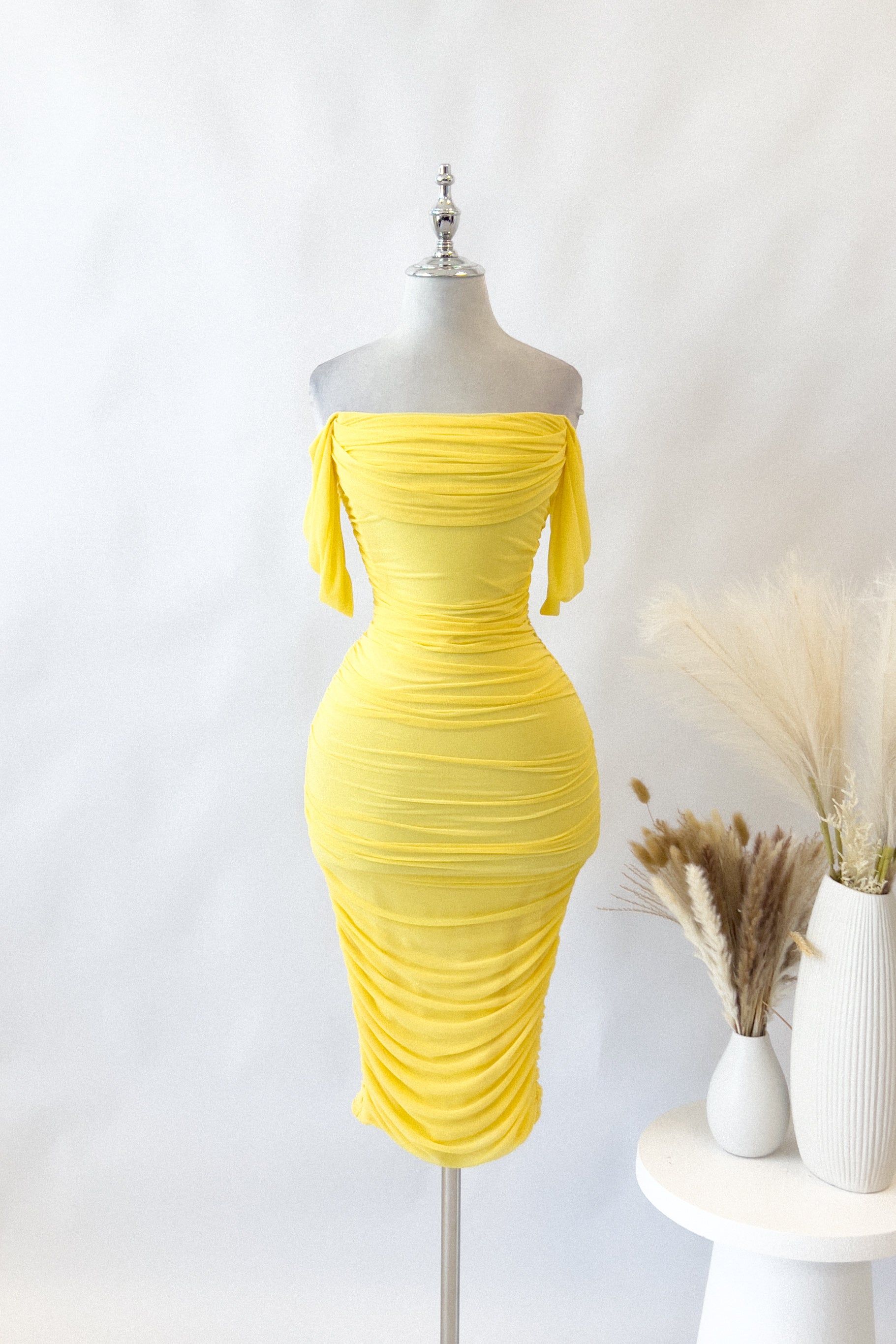 Tilly Midi Dress - Yellow sold by Kameli Boutique