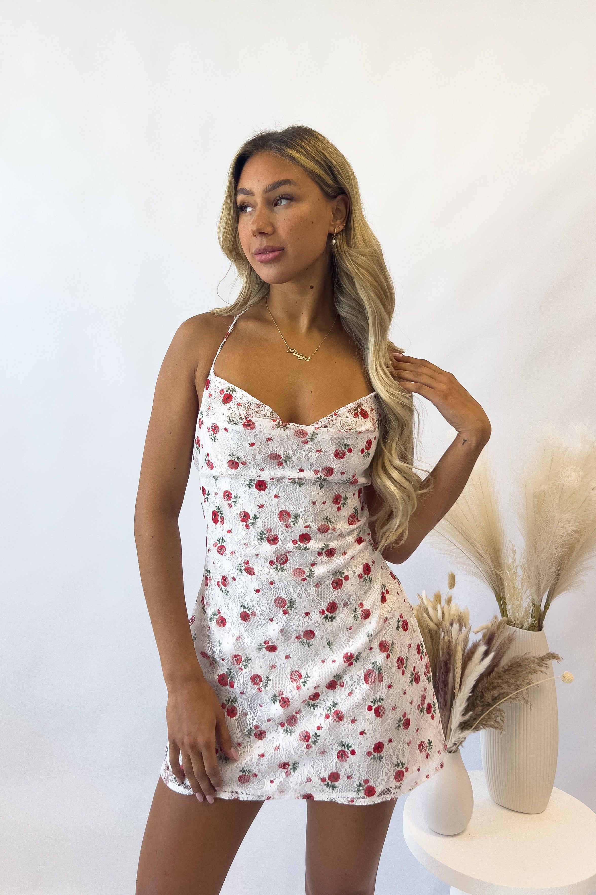 Lucia Floral Mini Dress - White sold by Kameli Boutique product image thumbnail 2