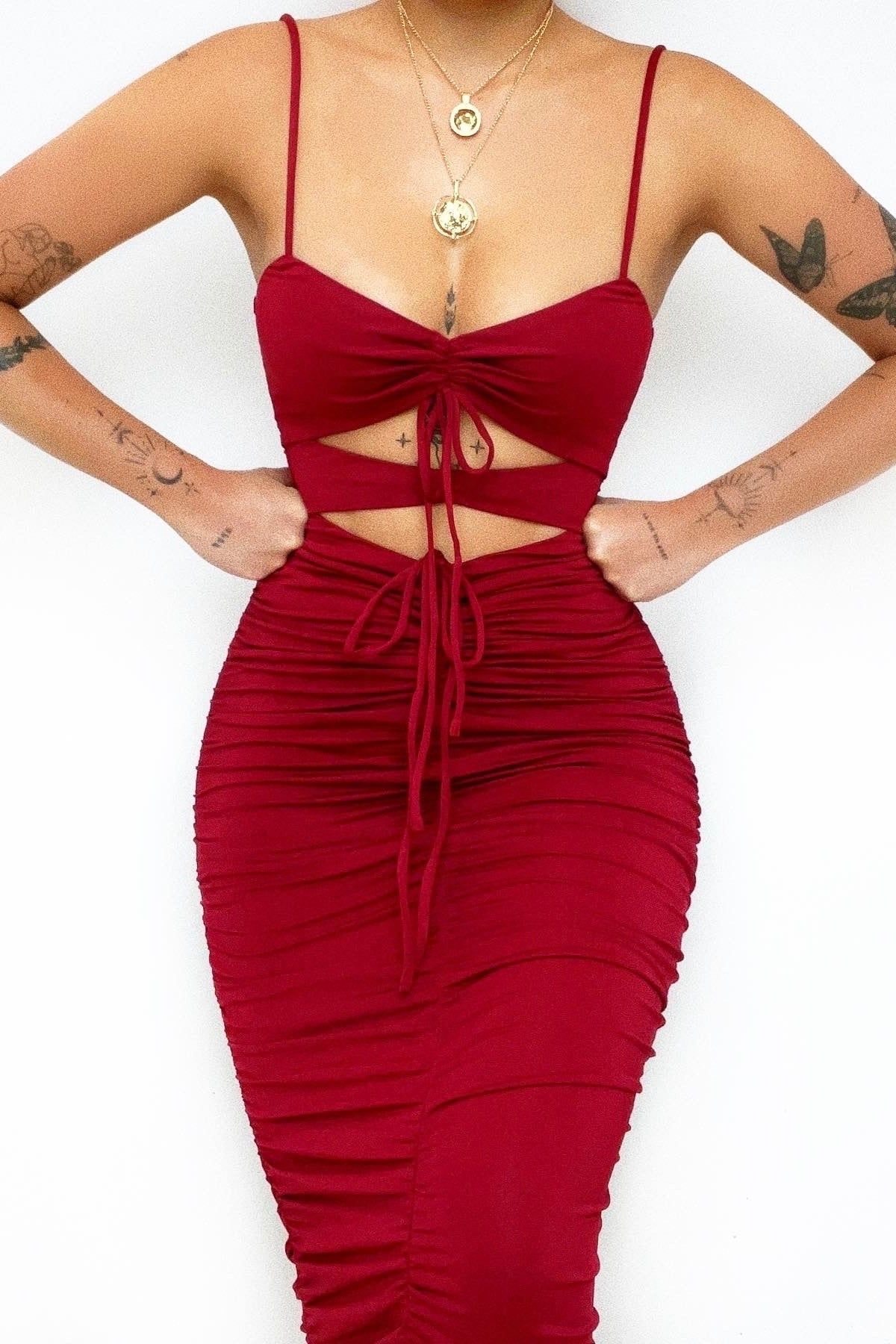 Ramona Midi Dress - Red sold by Kameli Boutique