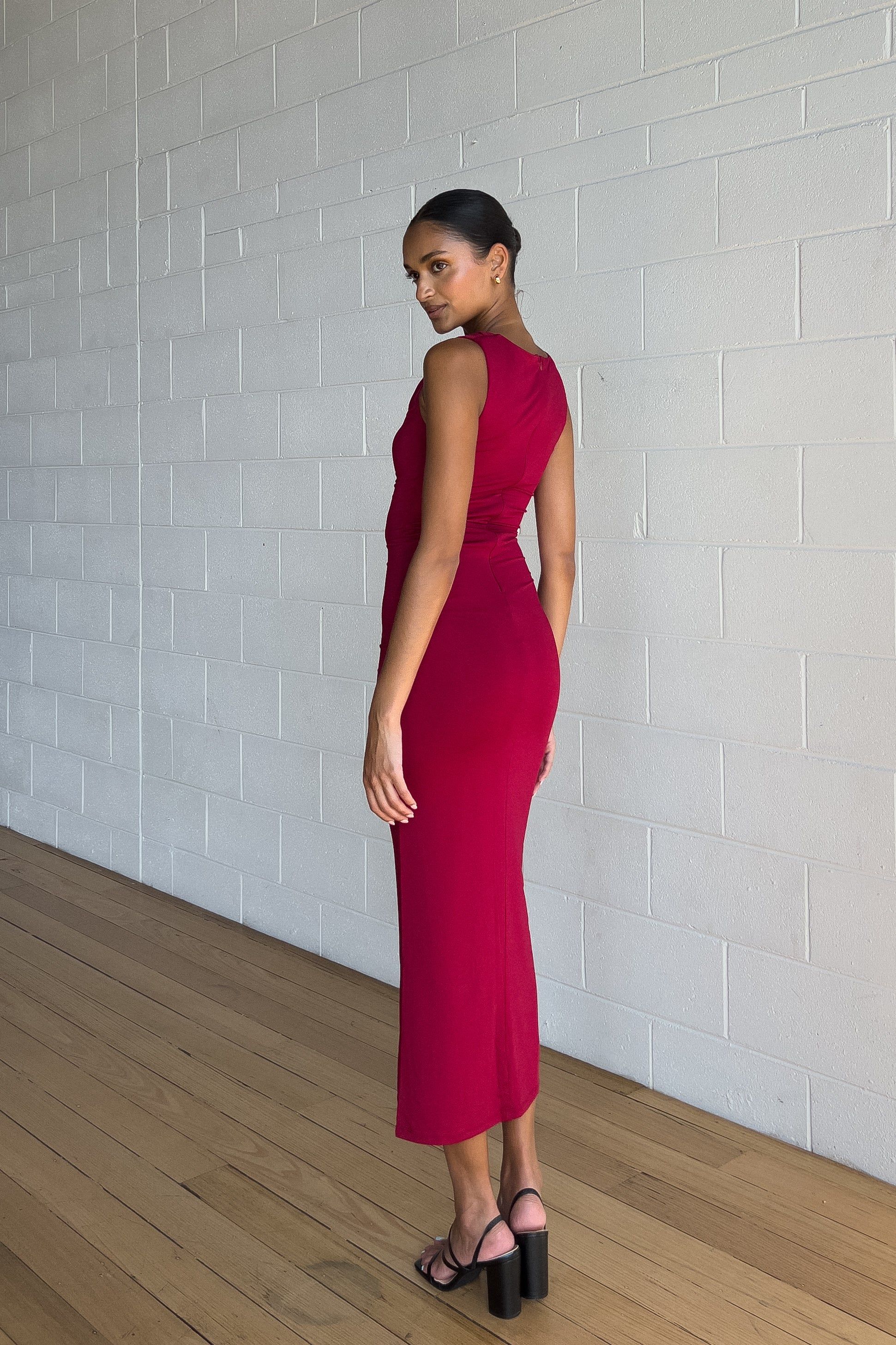 Mariah Midi Dress - Wine sold by Kameli Boutique product image thumbnail 4