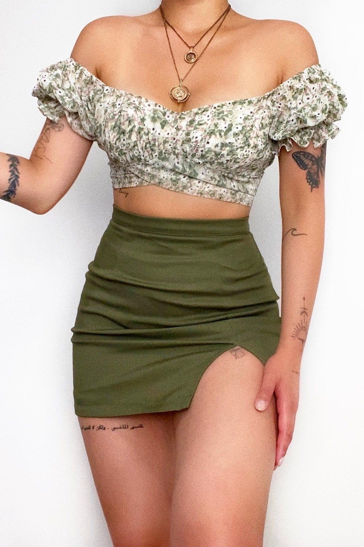 Jannine Floral Top - Green sold by Kameli Boutique