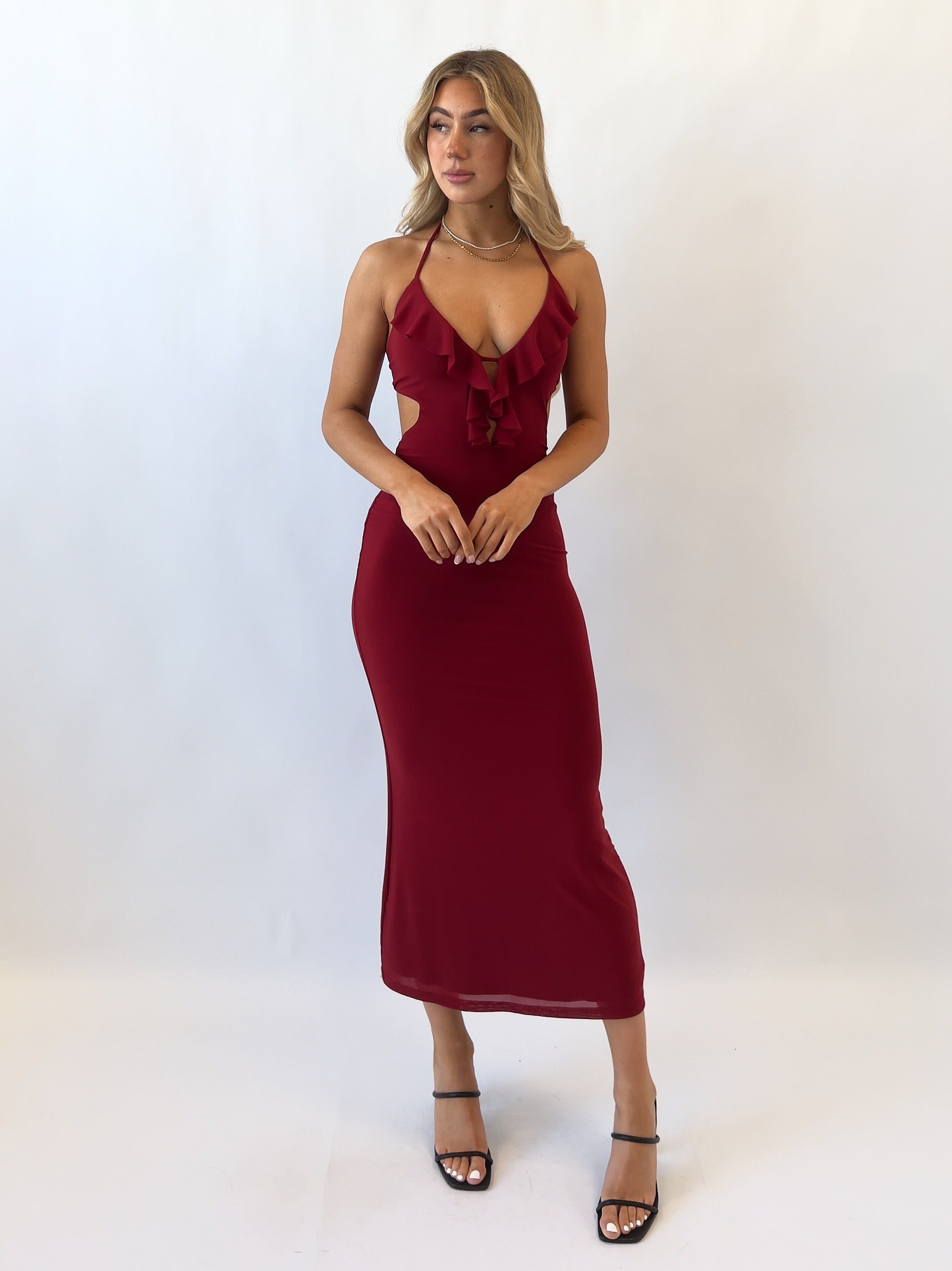 Aviva Midi Dress - Wine sold by Kameli Boutique product image thumbnail 3