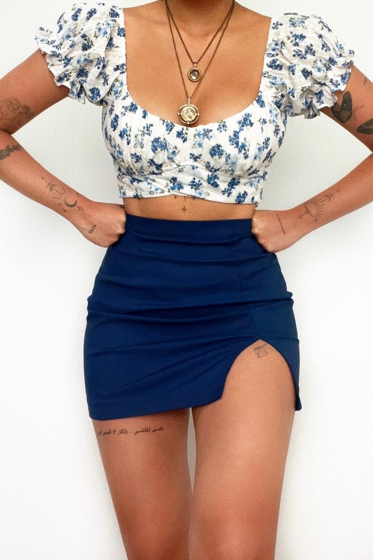 Callie Mini Skirt - Navy sold by Kameli Boutique