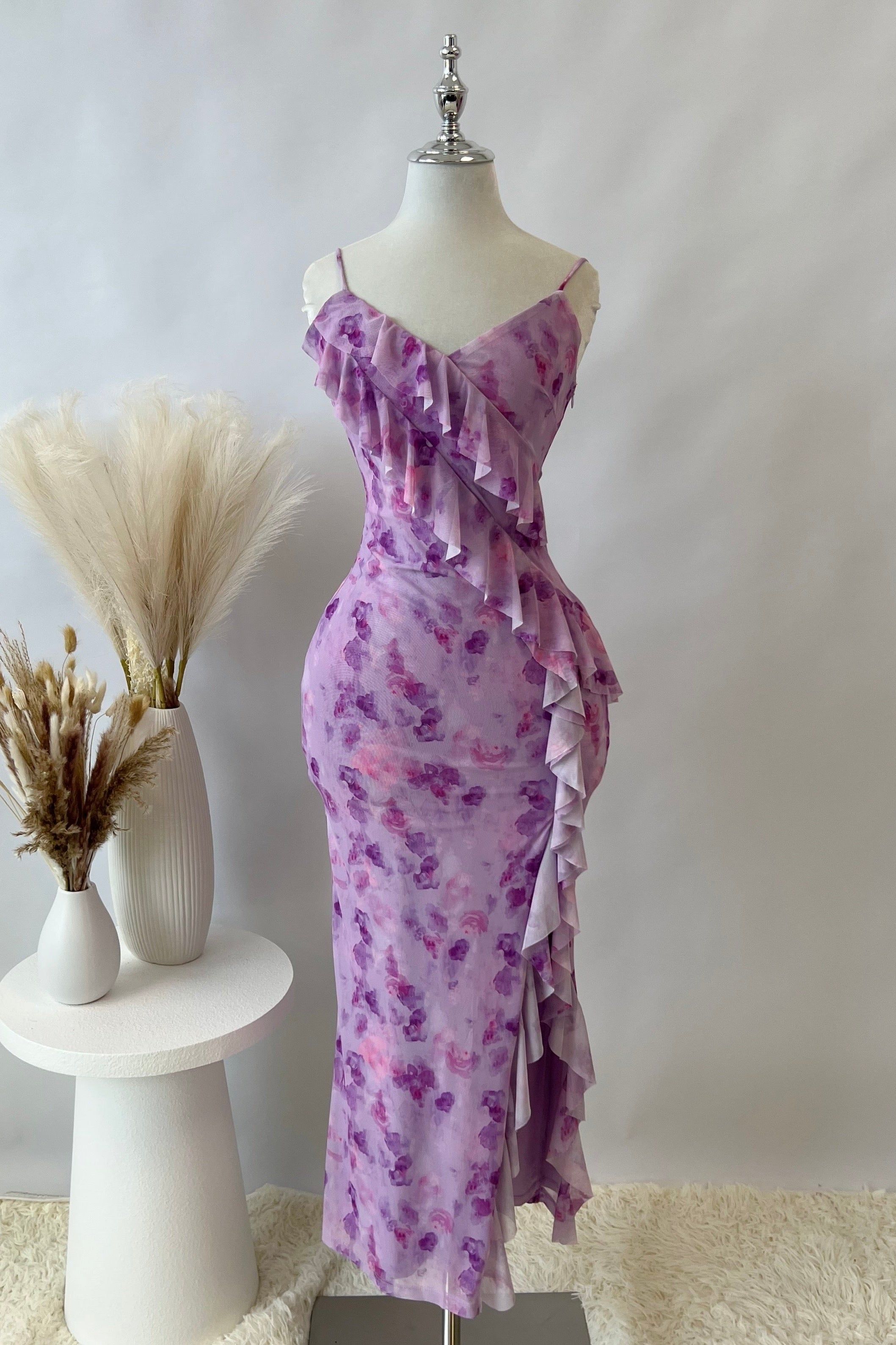 Abigail Midi Dress - Purple Florals sold by Kameli Boutique