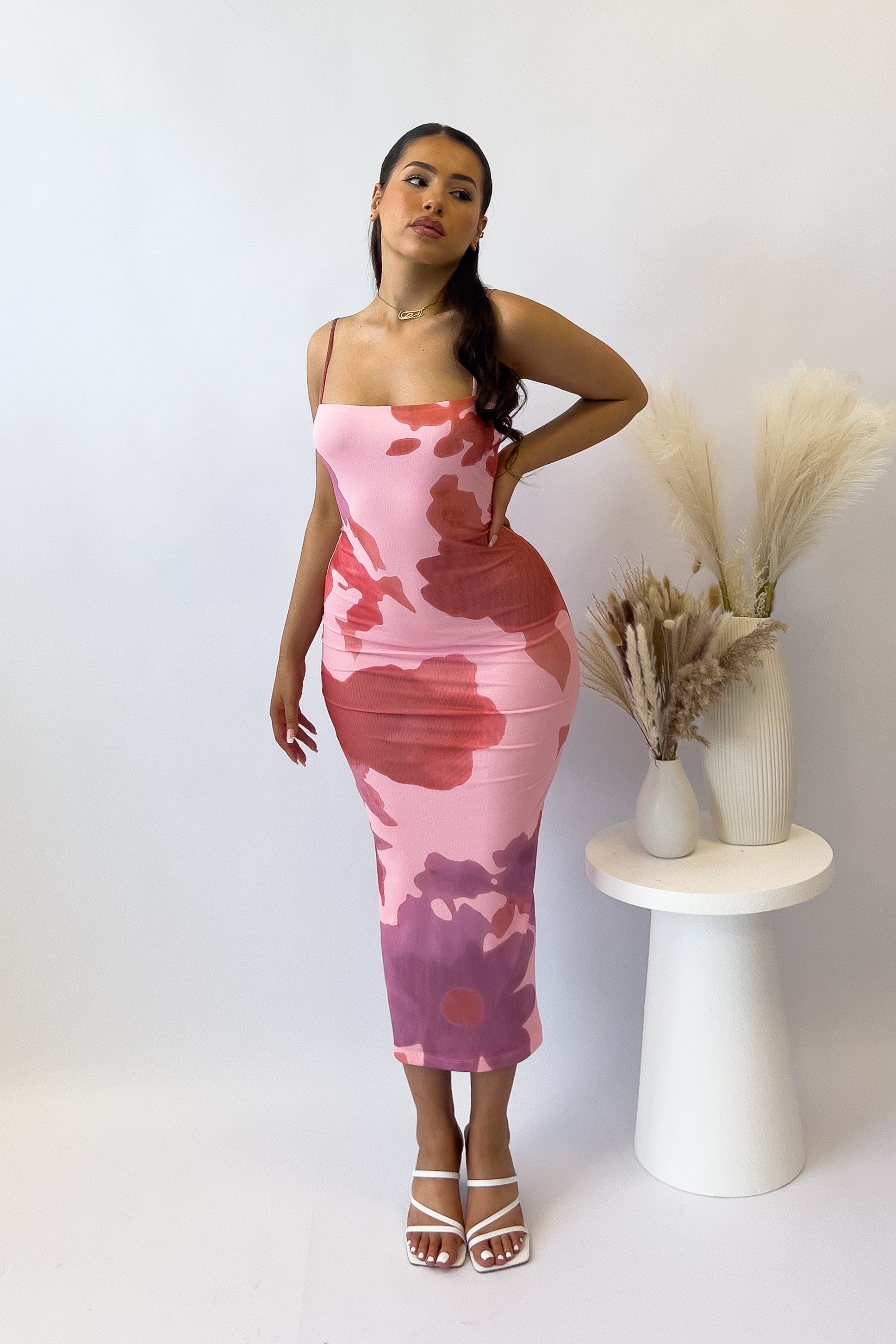 Moana Midi Dress - Red/Pink sold by Kameli Boutique