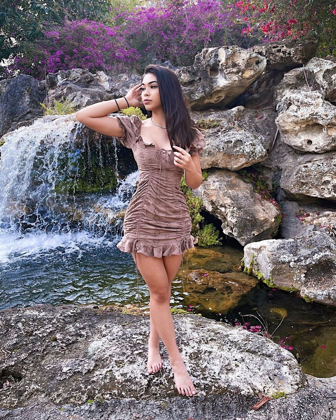 Amelia Floral Mini Dress - Brown sold by Kameli Boutique product image thumbnail 5