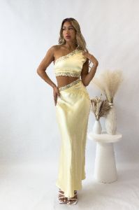 Evelyn Maxi Dress - Butter sold by Kameli Boutique
