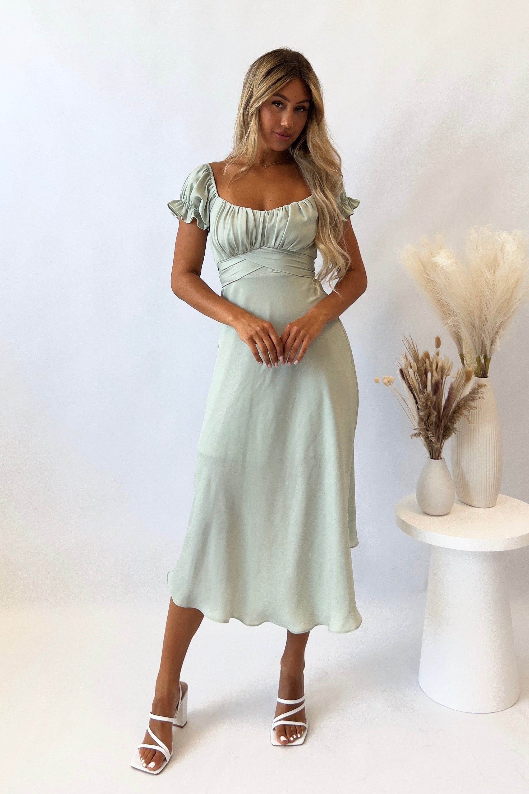 Ellison Midi Dress - Pistachio sold by Kameli Boutique
