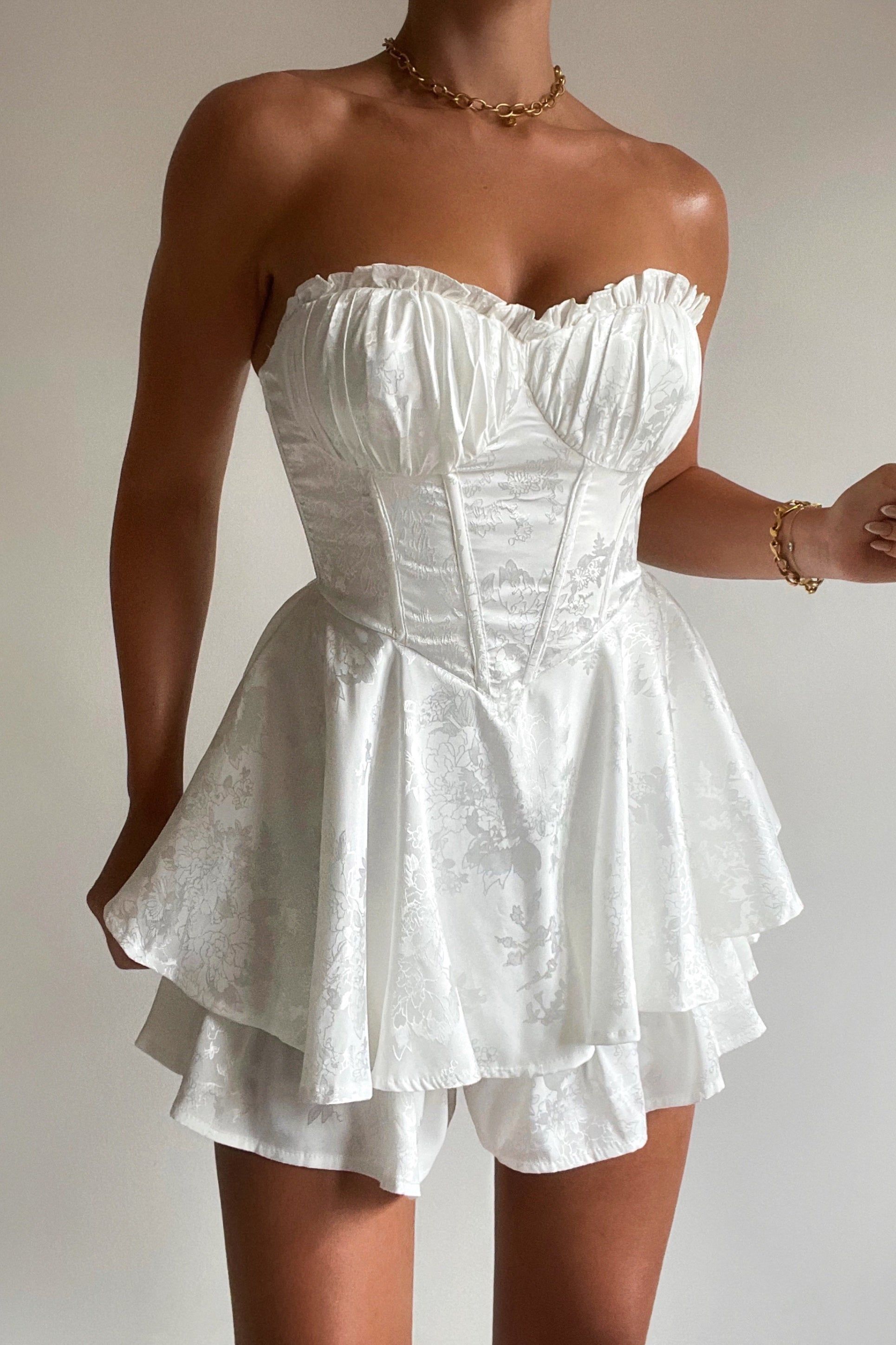 Tinlee Floral Playsuit - White sold by Kameli Boutique product image thumbnail 3