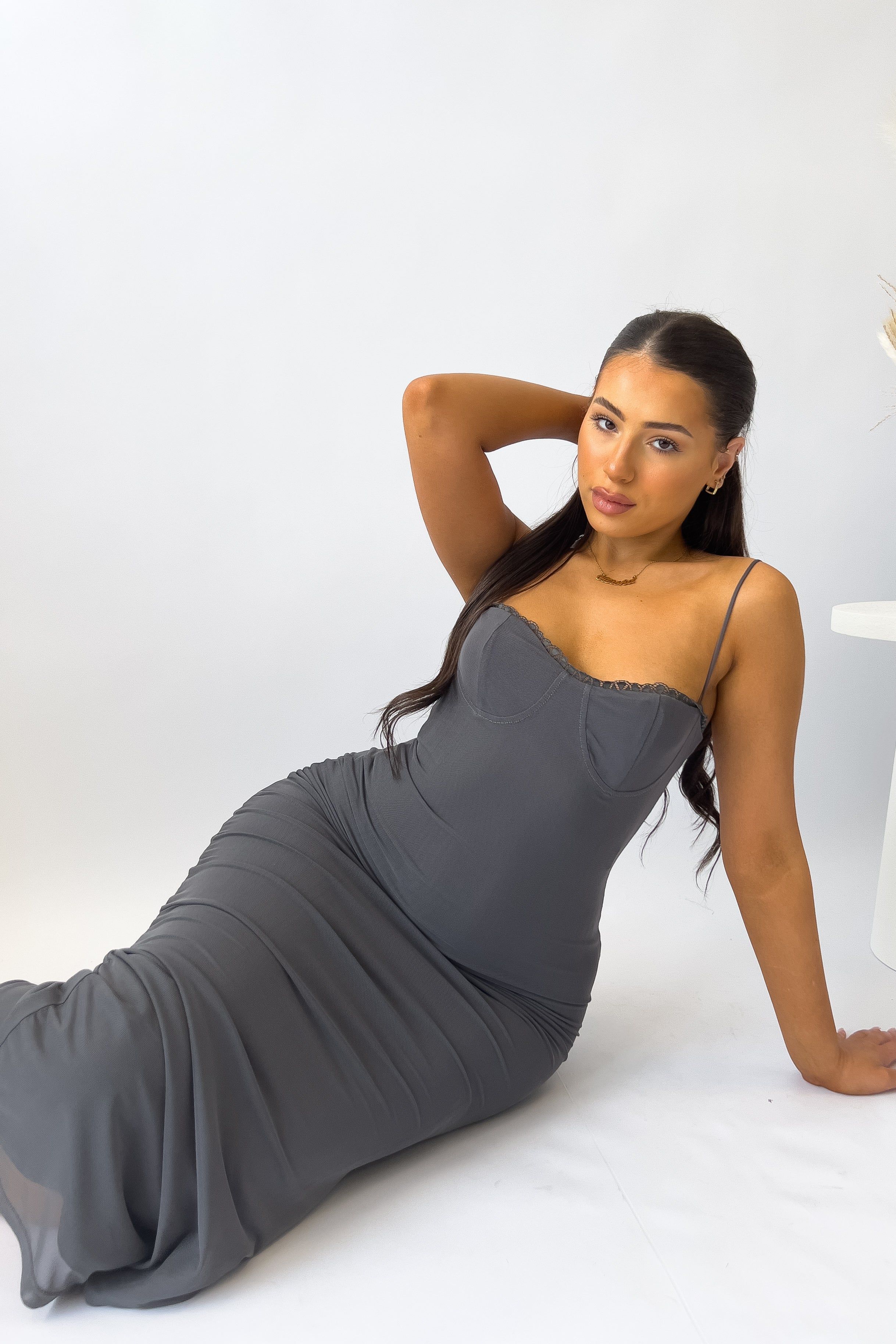 Christa Midi Dress - Grey sold by Kameli Boutique product image thumbnail 4