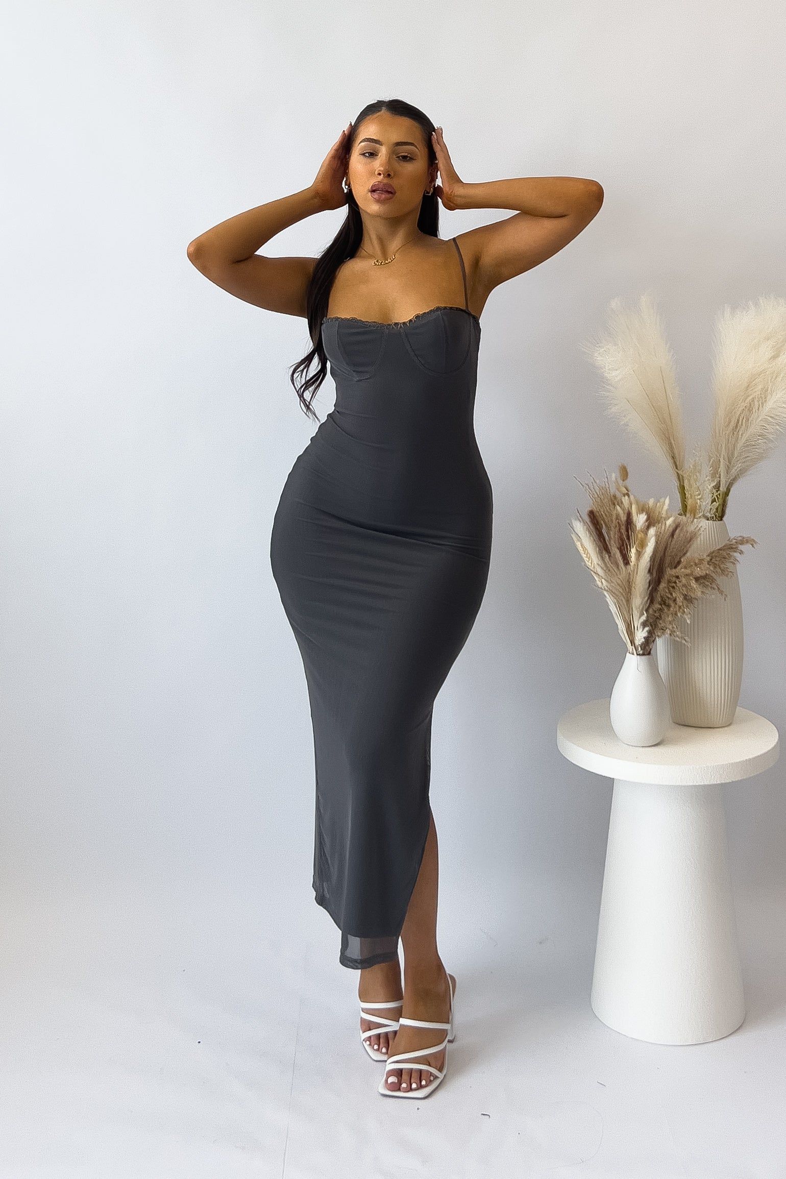 Christa Midi Dress - Grey sold by Kameli Boutique product image thumbnail 2