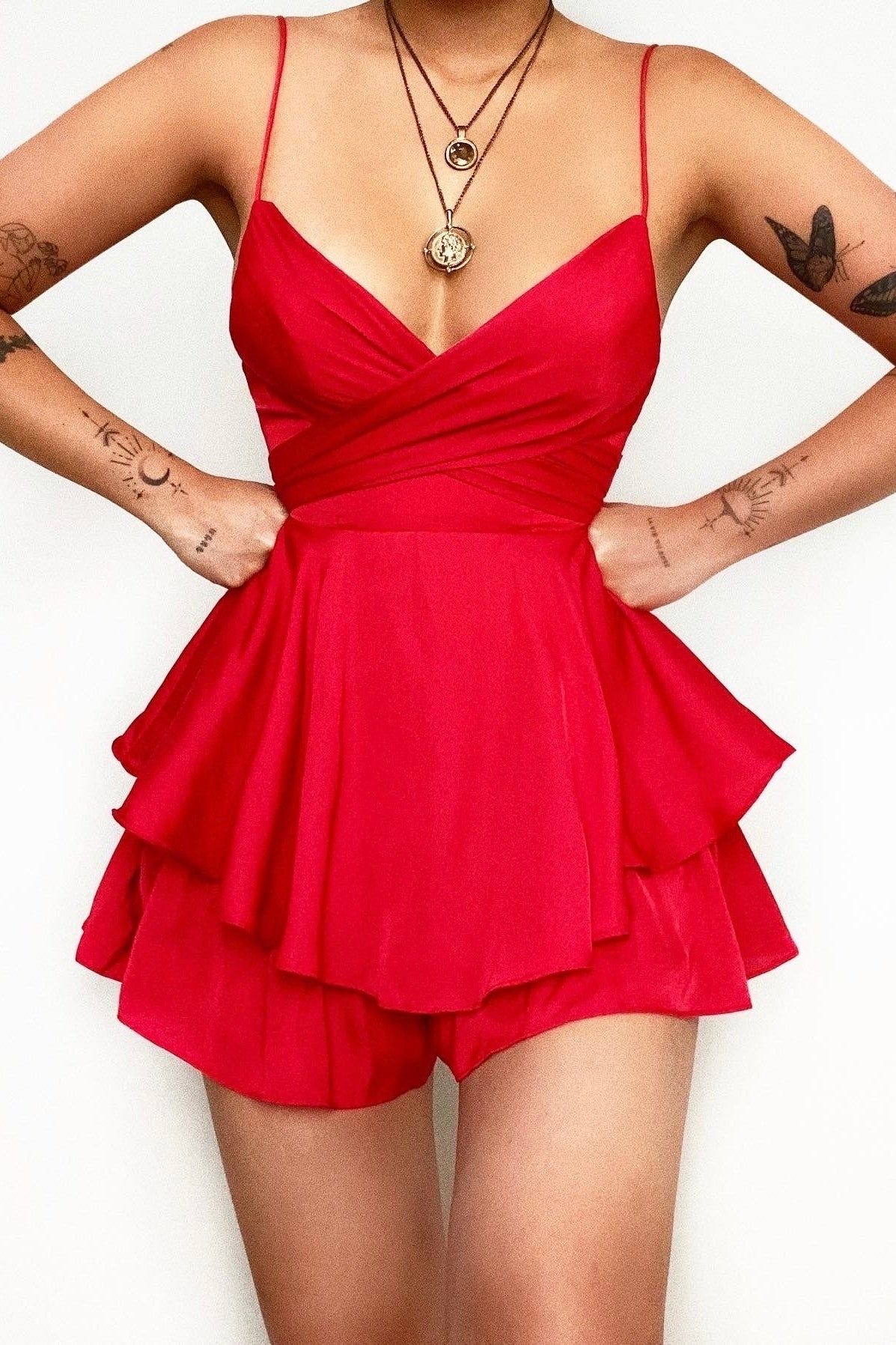 Zahira Playsuit - Red sold by Kameli Boutique