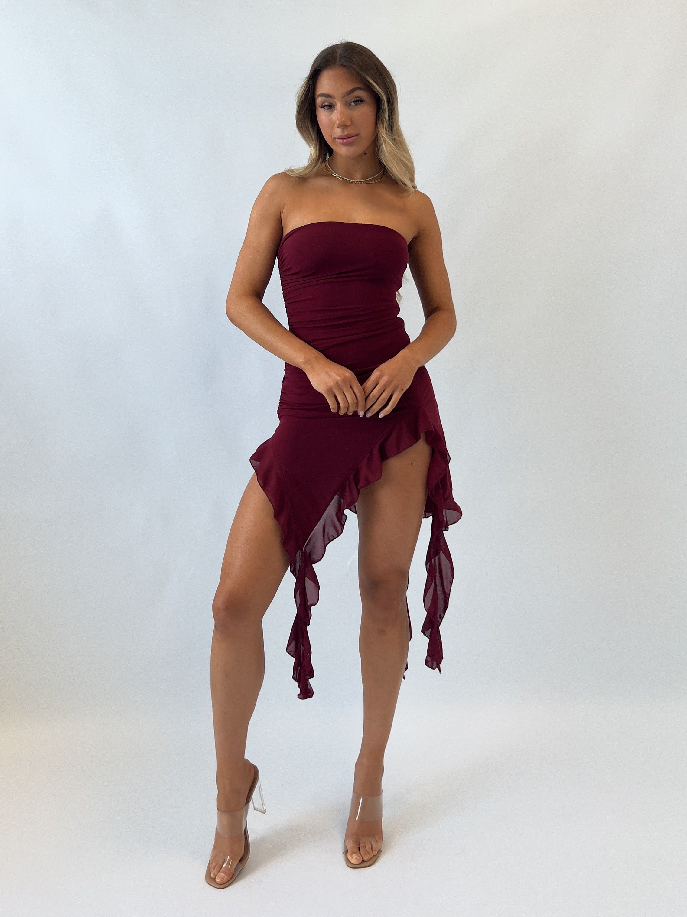 Nevaeh Midi Dress - Sangria sold by Kameli Boutique product image thumbnail 3