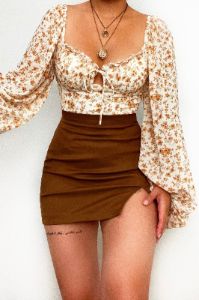Callie Mini Skirt - Brown sold by Kameli Boutique