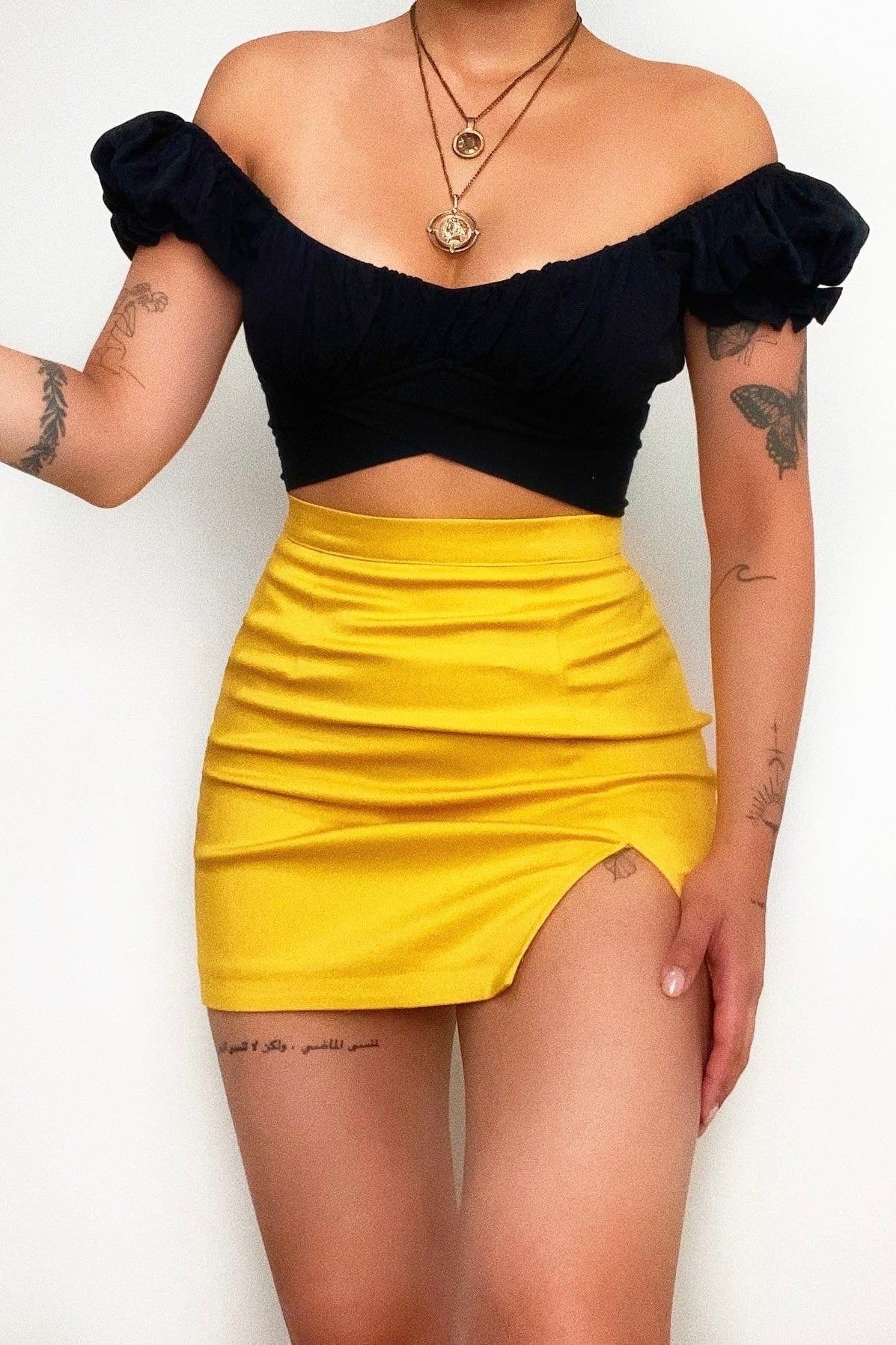 Callie Mini Skirt - Yellow sold by Kameli Boutique