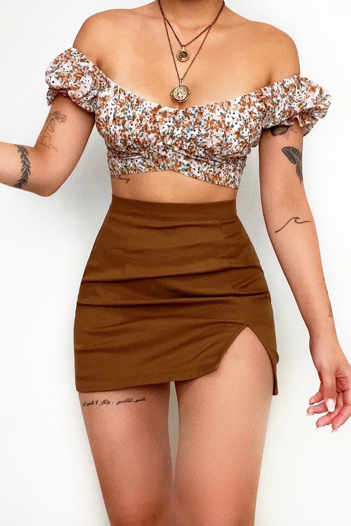 Jannine Floral Top - Brown sold by Kameli Boutique