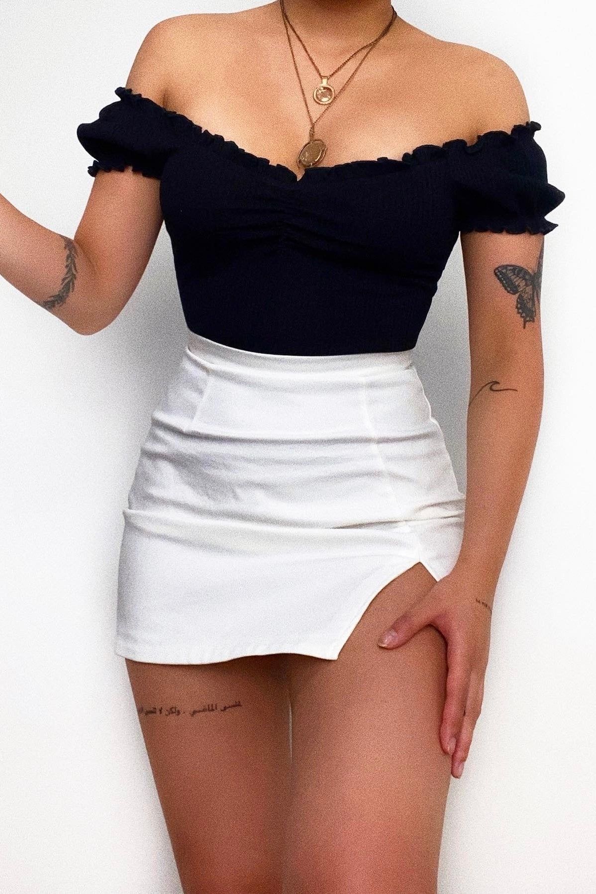 Callie Mini Skirt - White sold by Kameli Boutique