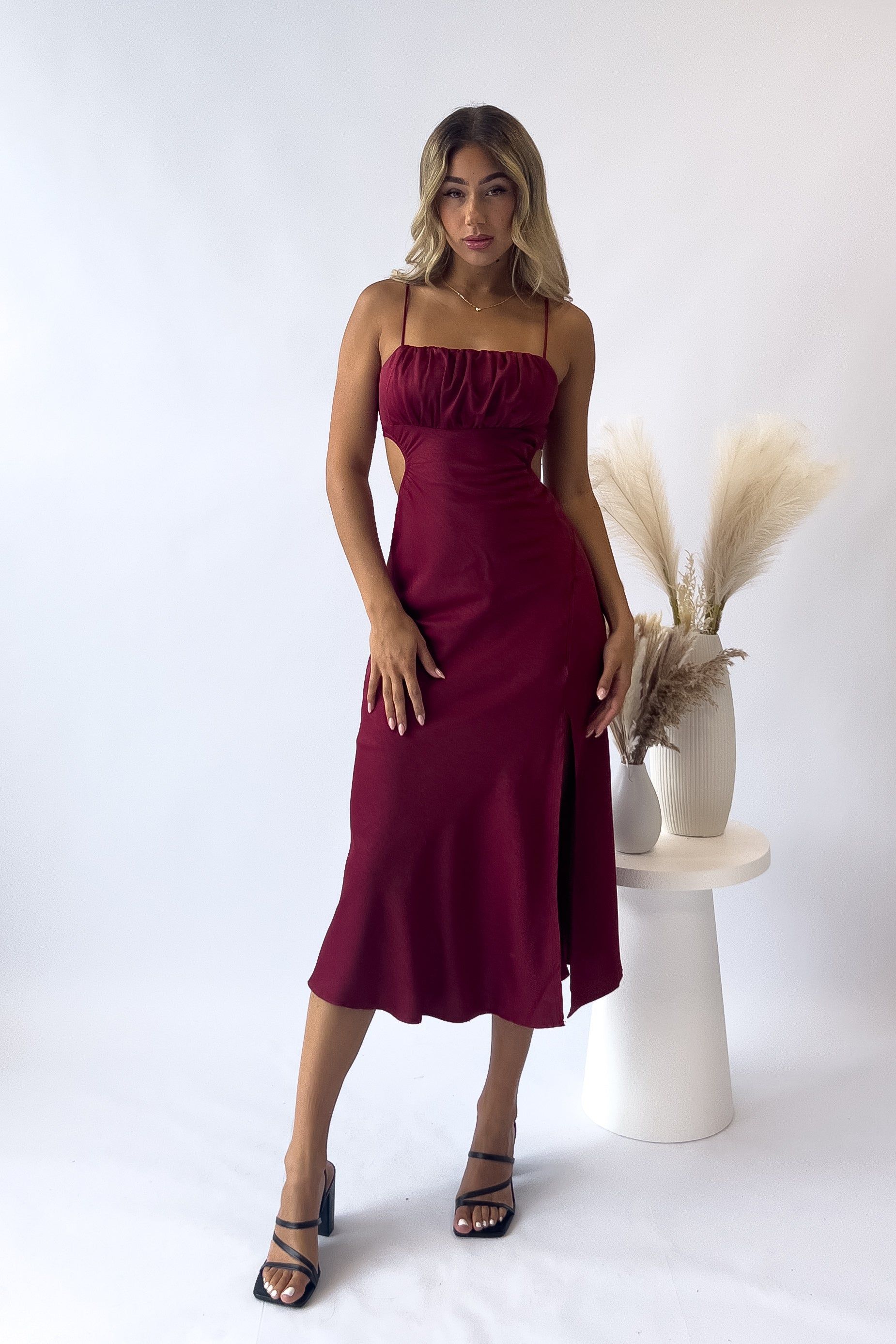 Kayte Midi Dress - Wine sold by Kameli Boutique product image thumbnail 3