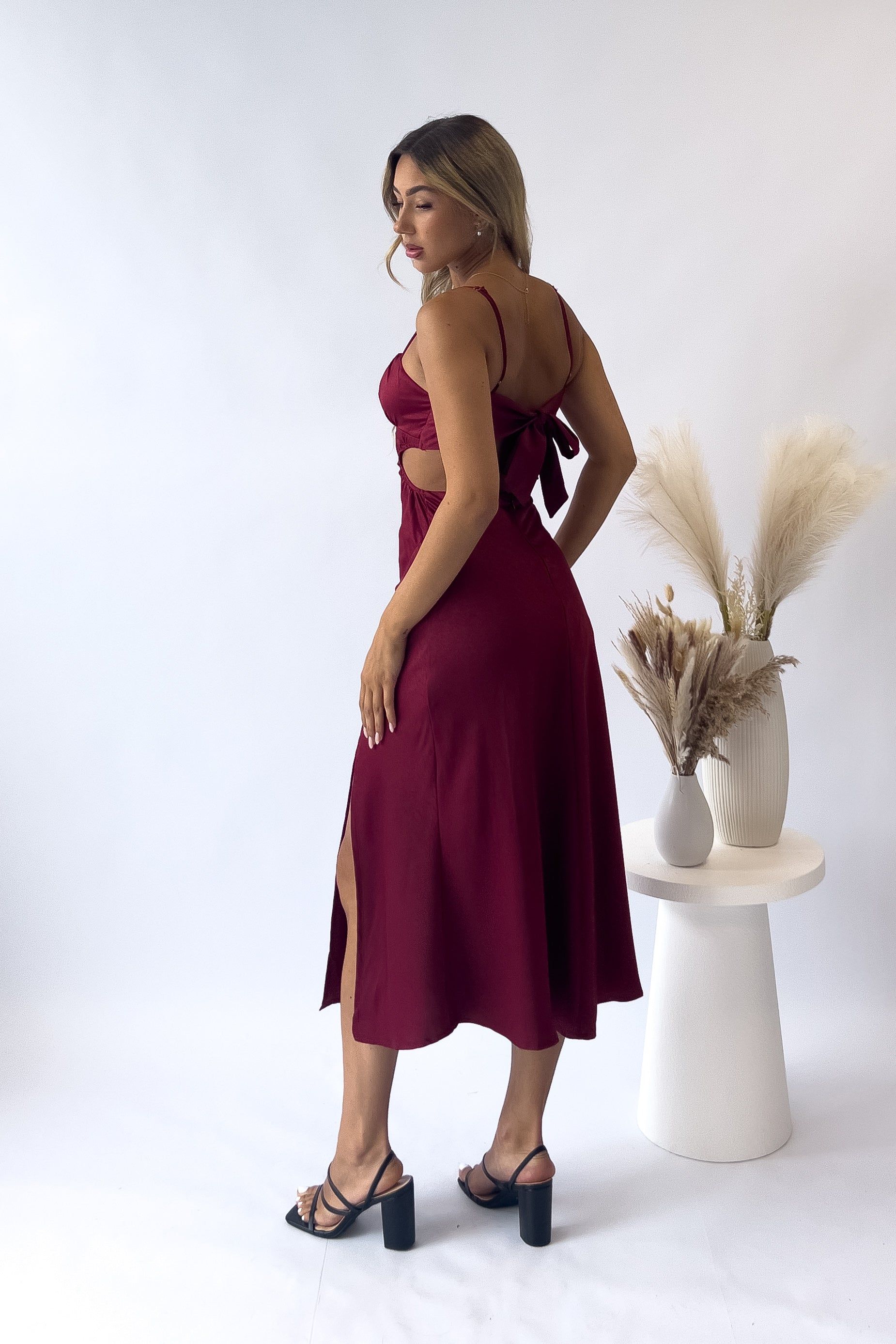 Kayte Midi Dress - Wine sold by Kameli Boutique product image thumbnail 5