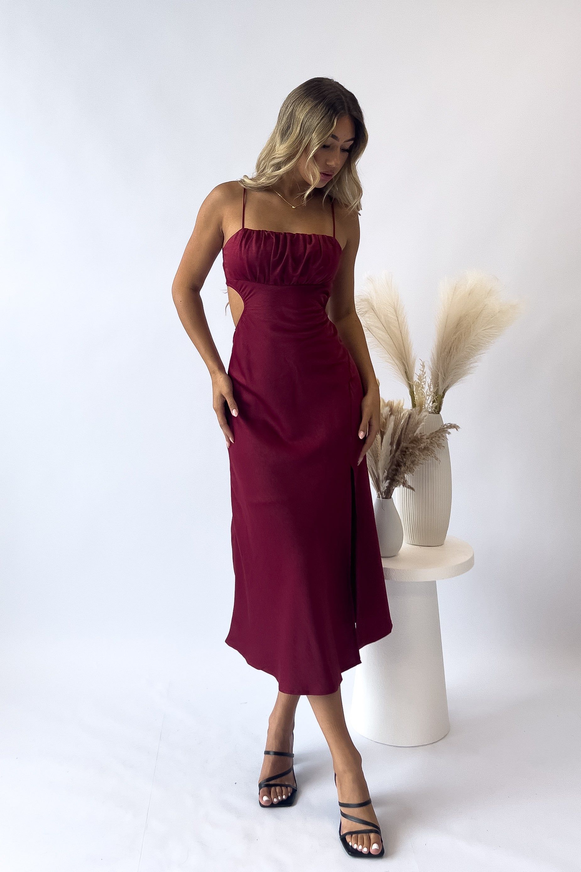 Kayte Midi Dress - Wine sold by Kameli Boutique product image thumbnail 4