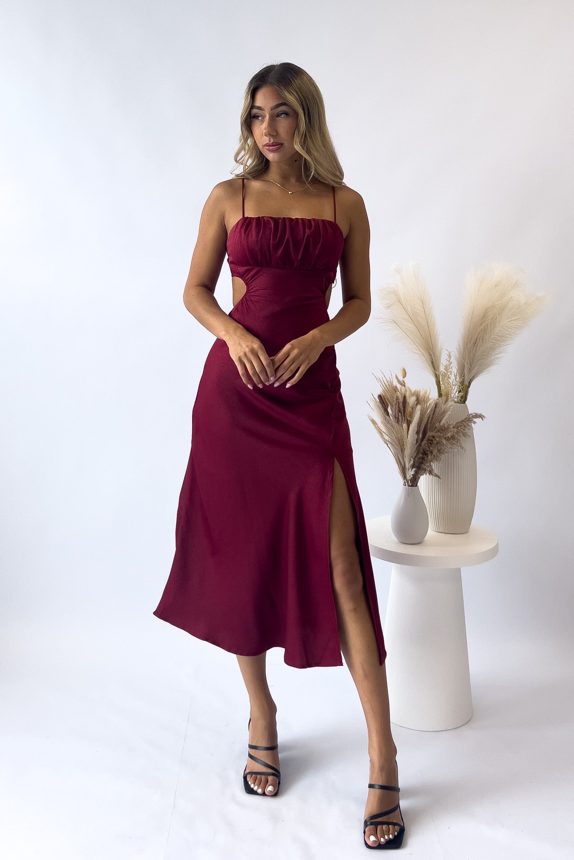 Kayte Midi Dress - Wine sold by Kameli Boutique product image thumbnail 2