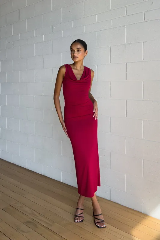 Mariah Midi Dress - Wine sold by Kameli Boutique