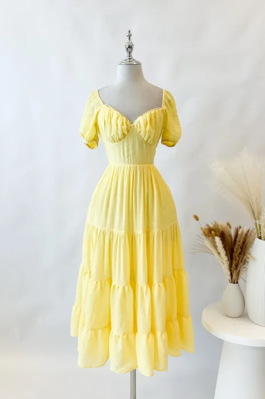 Talia Midi Dress - Lemon sold by Kameli Boutique