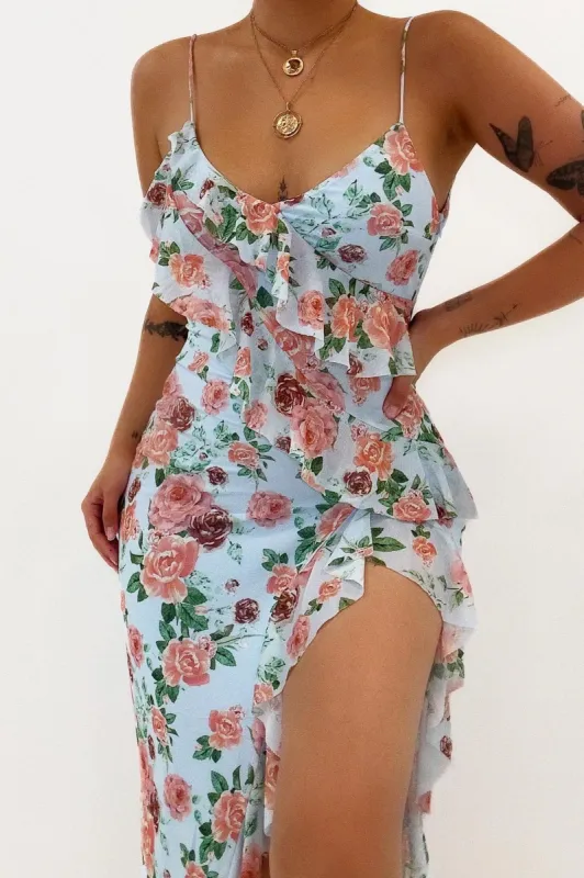 Maya Floral Midi Dress - Blue sold by Kameli Boutique