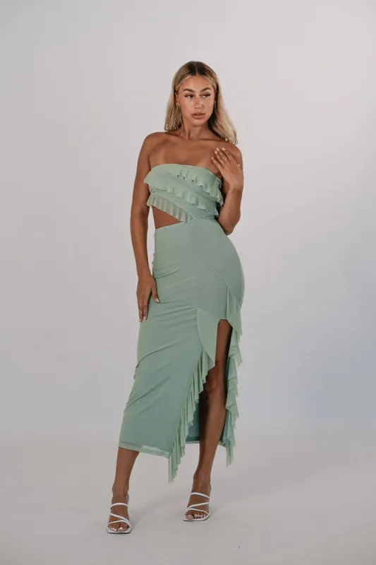 Audrina Midi Dress - Green sold by Kameli Boutique
