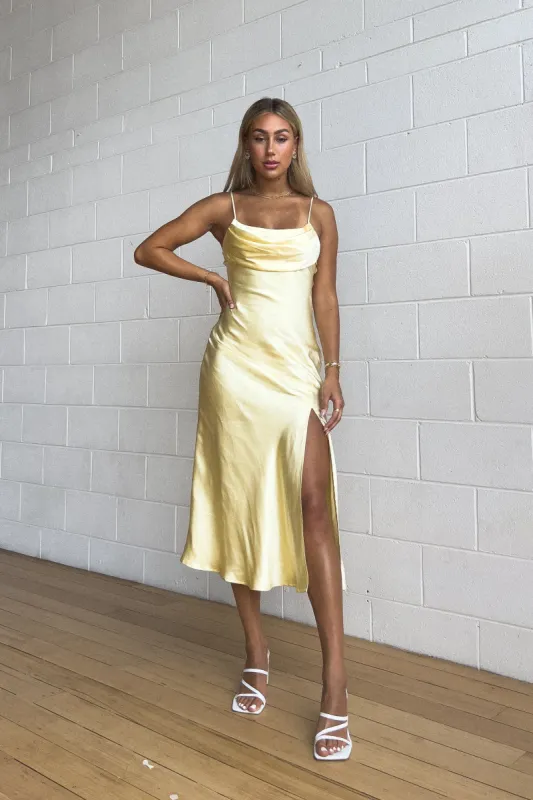 Analissa Midi Dress - Butter sold by Kameli Boutique