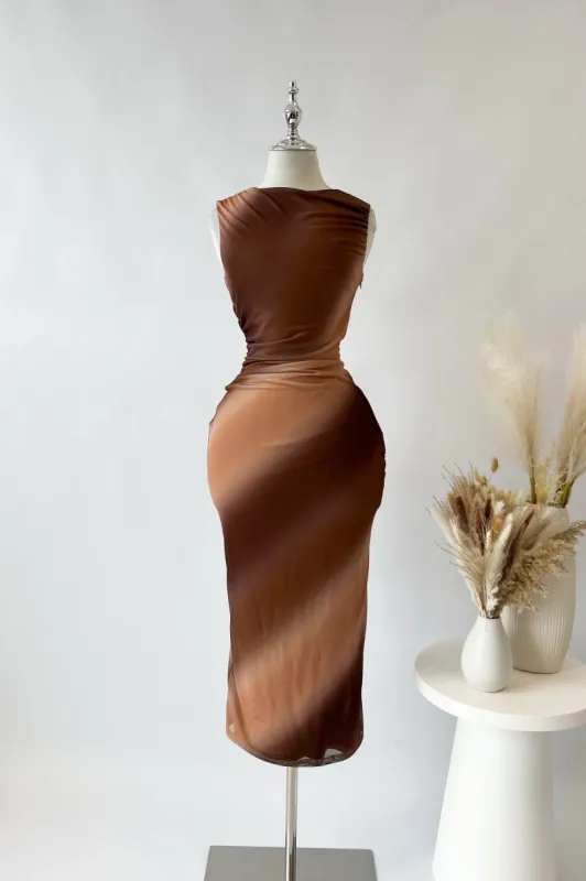Celine Midi Dress - Brown sold by Kameli Boutique